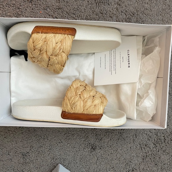 ROBERT CLERGERIE Raffia Walter Slides in Cognac Size 38 1/2 - Picture 9 of 9